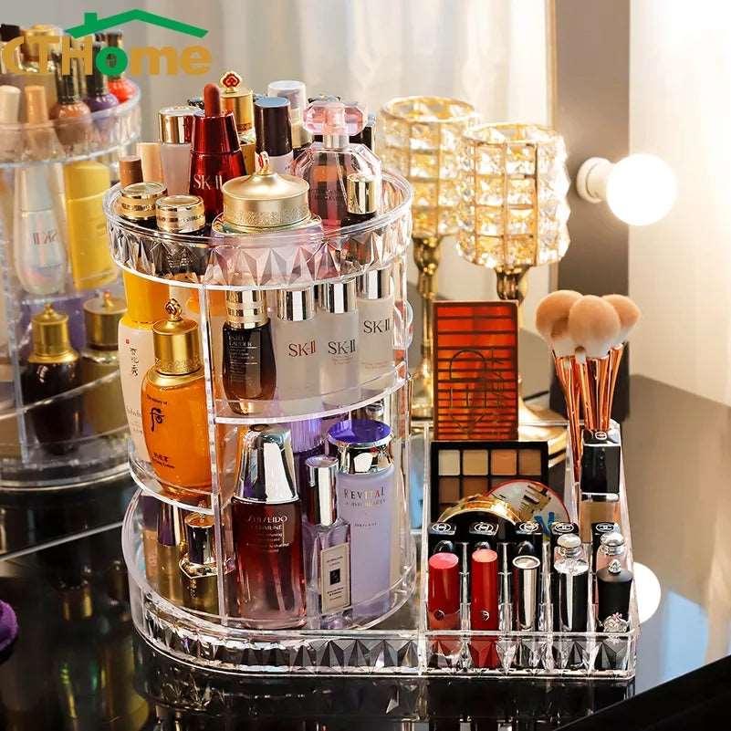 New Rotating Cosmetic Organizer | 360° Multi-Layer Makeup Storage Rack