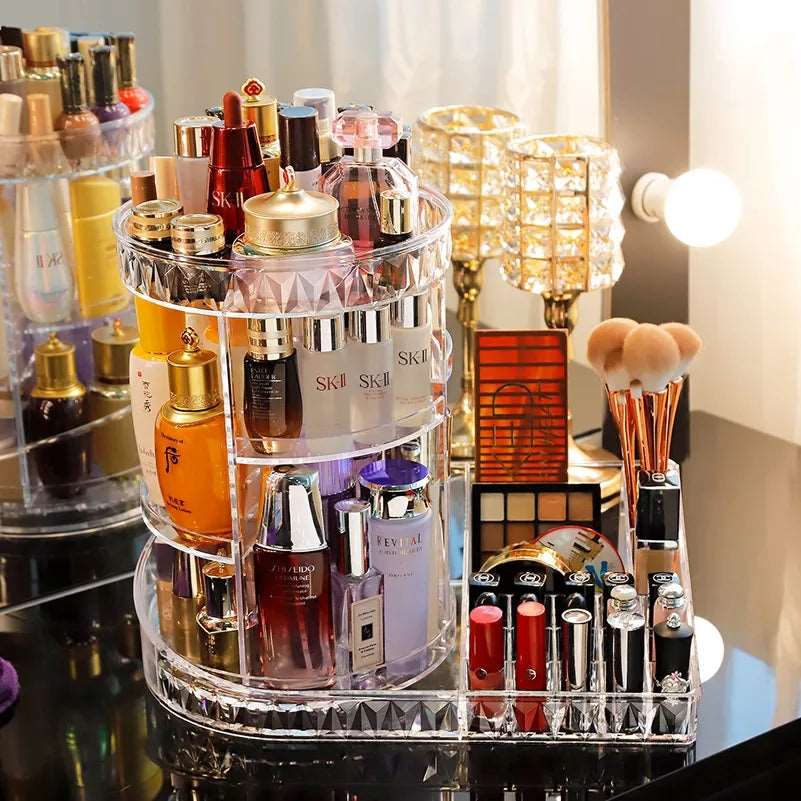 New Rotating Cosmetic Organizer | 360° Multi-Layer Makeup Storage Rack