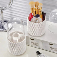 Sleek 360° Spinning Makeup Brush Holder | Dust-Proof Beauty Organizer