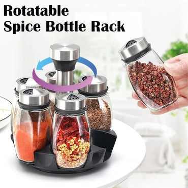 360° Spice Jar Organizer | Stainless Steel Lid Masala Rack
