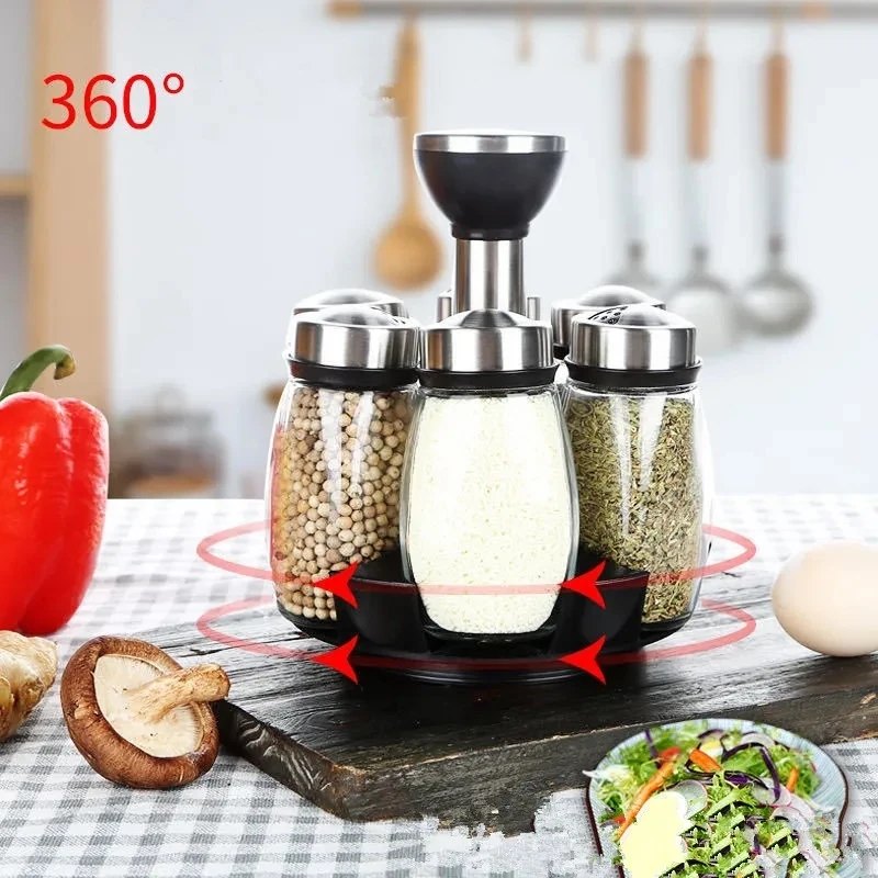 360° Spice Jar Organizer | Stainless Steel Lid Masala Rack