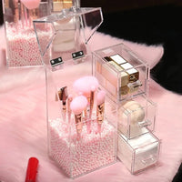 Acrylic Makeup Brush Organizer with Drawer | Transparent Cosmetic Storage