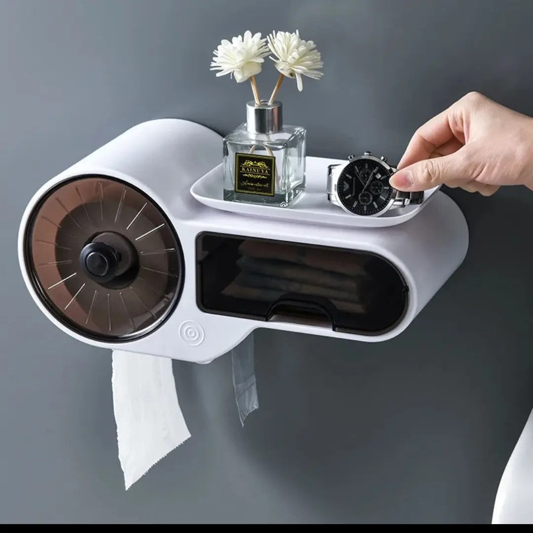 Wall Mounted Tissue Holder And Multipurpose Rack