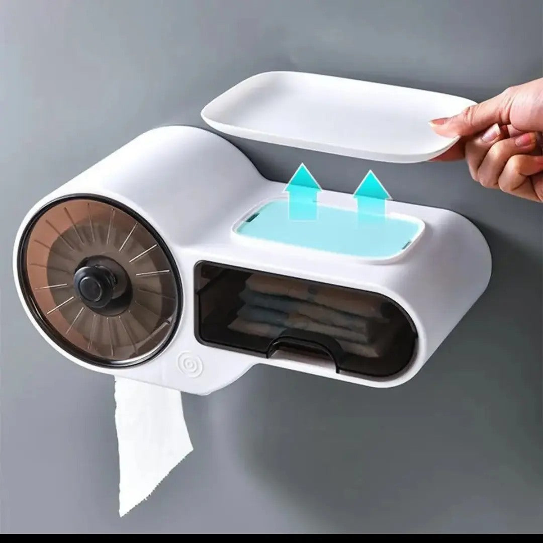 Wall Mounted Tissue Holder And Multipurpose Rack