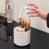 Sleek 360° Spinning Makeup Brush Holder | Dust-Proof Beauty Organizer