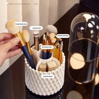 Sleek 360° Spinning Makeup Brush Holder | Dust-Proof Beauty Organizer