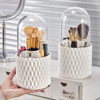 Sleek 360° Spinning Makeup Brush Holder | Dust-Proof Beauty Organizer