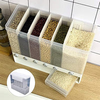 6 in 1 Wall Mounted Food Dispenser | Airtight Cereal & Grain Storage Container for Kitchen Organization