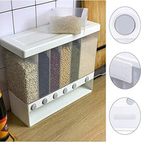 6 in 1 Wall Mounted Food Dispenser | Airtight Cereal & Grain Storage Container for Kitchen Organization